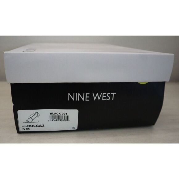 Nine West Women's Sz 5M Black Rolga 3 Strappy Wedge Heels - Picture 11 of 11